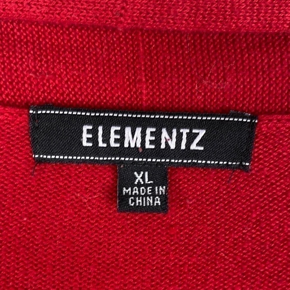 Elementz Floral‎ Sheer 2-Layer Ruffle Open Sweater Cardigan Women's XL Red Black - Picture 9 of 11